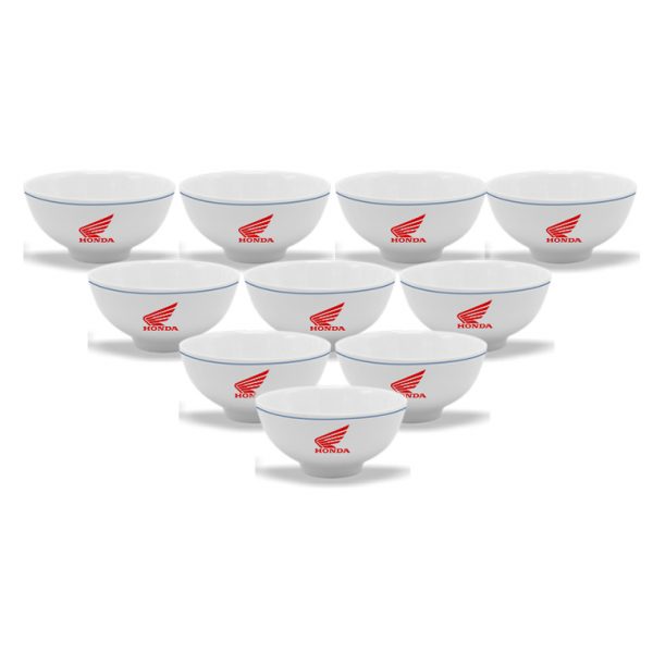 Bộ 10 chén sứ chỉ xanh in logo Honda