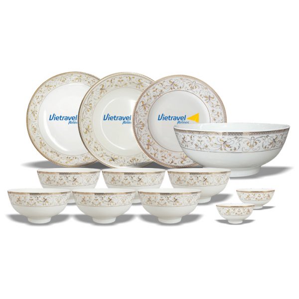 Bộ Bàn ăn viền kim vàng